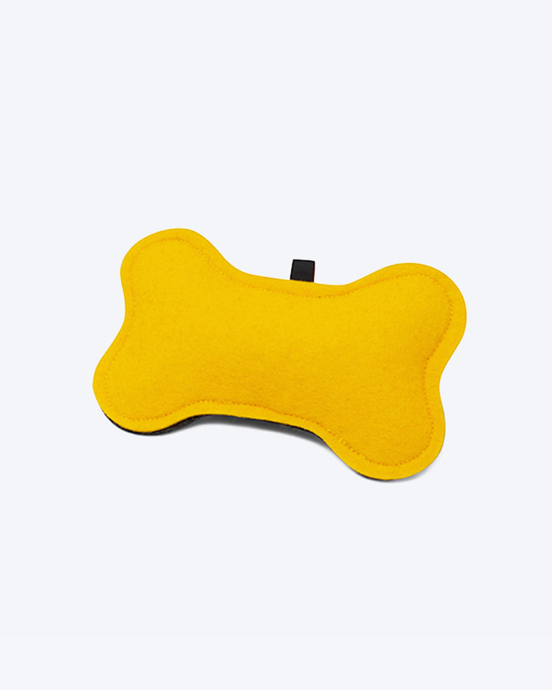YELLOW CAT TOY BONE FILLED WITH CATNIP WOOL DURABLE