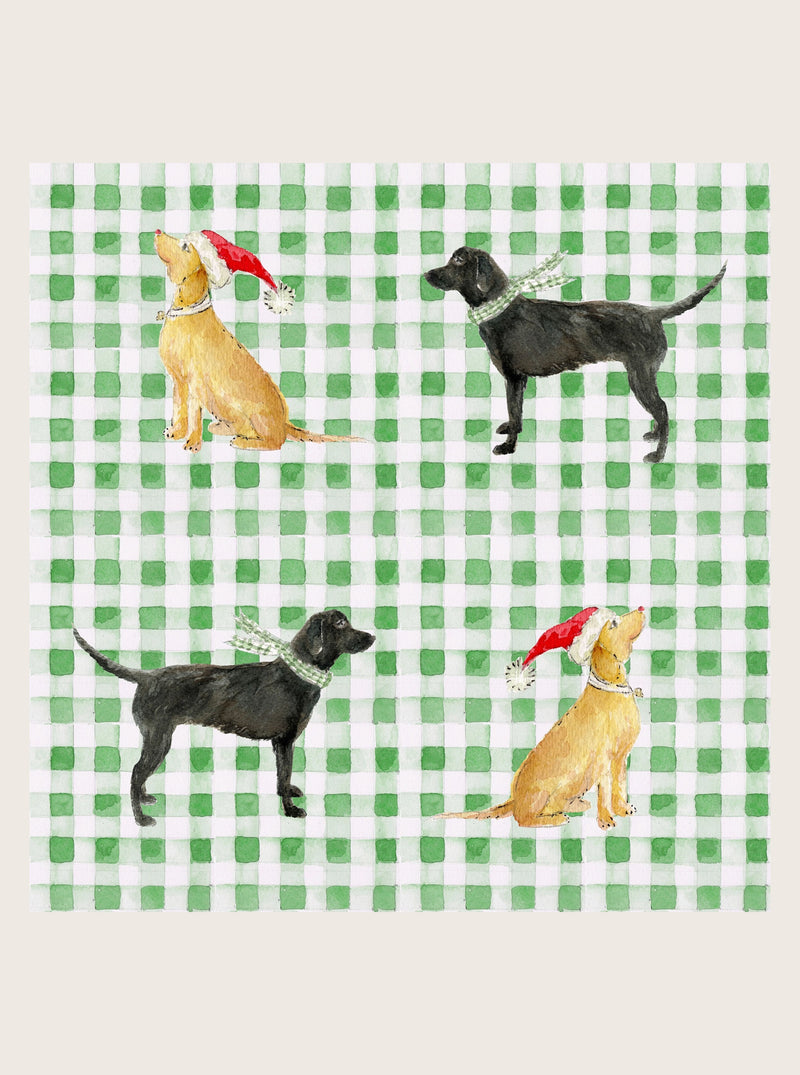 GREEN GINGHAM DOG WRAPPING PAPER