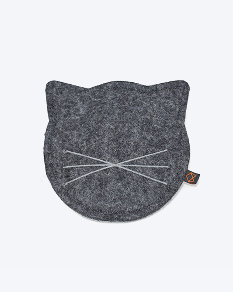 Wool felt cat toy filled with organic catnip. Charcoal and Grey.
