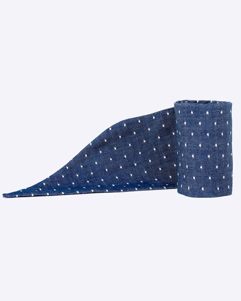 NECKTIE FOR CATS AND DOGS. BANDANA WITHOUT THE FUSS. DENIM POLKADOT PRINT.