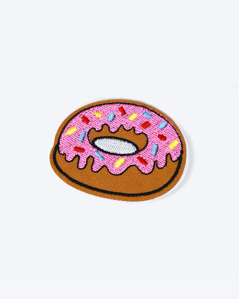 IRON ON DONUT PATCH WITH PINK FROSTING. PATCH FOR DOG AND CAT BANDANAS.