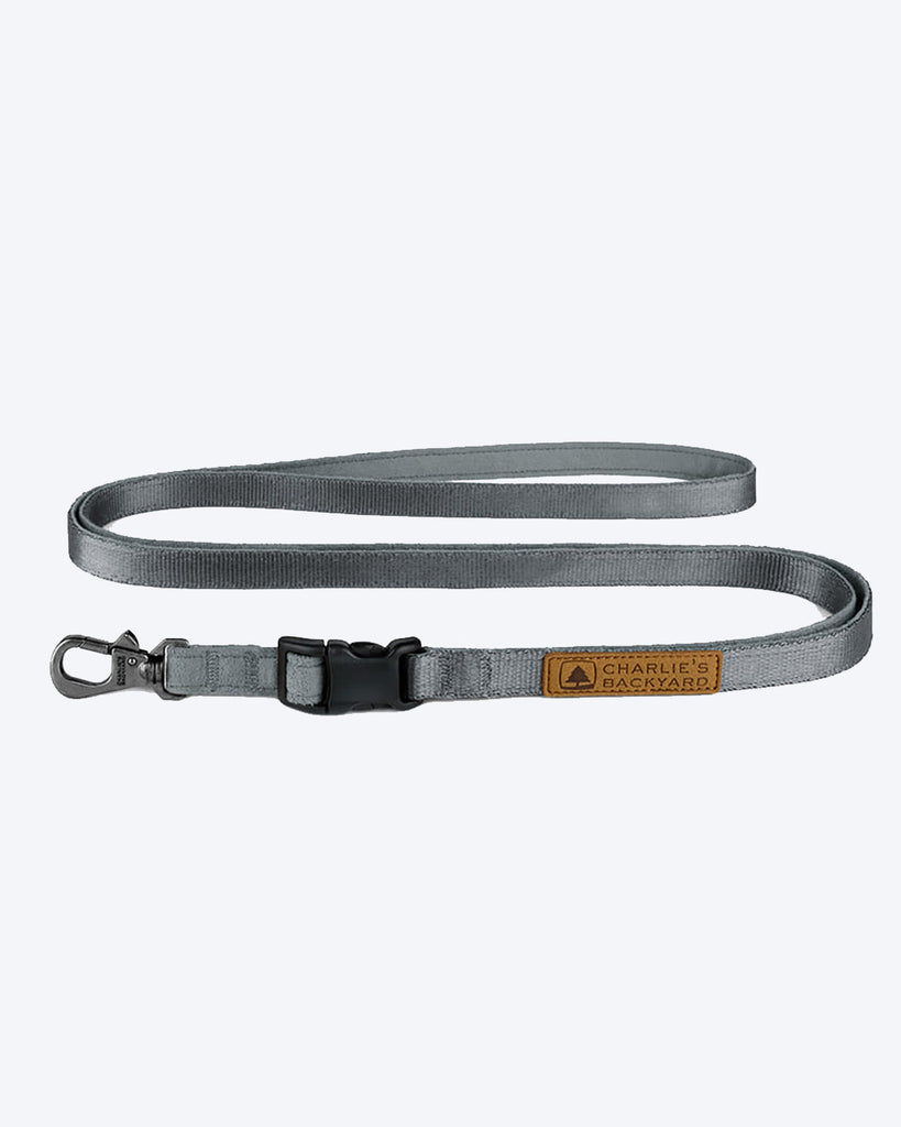 GREY EASY DOG LEASH BY CHARLIES BACKYARD. ADJUSTABLE 