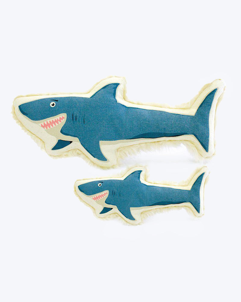 HARRY BARKER CANVAS SHARK DOG TOY WITH SQUEAKER. SMALL AND LARGE.