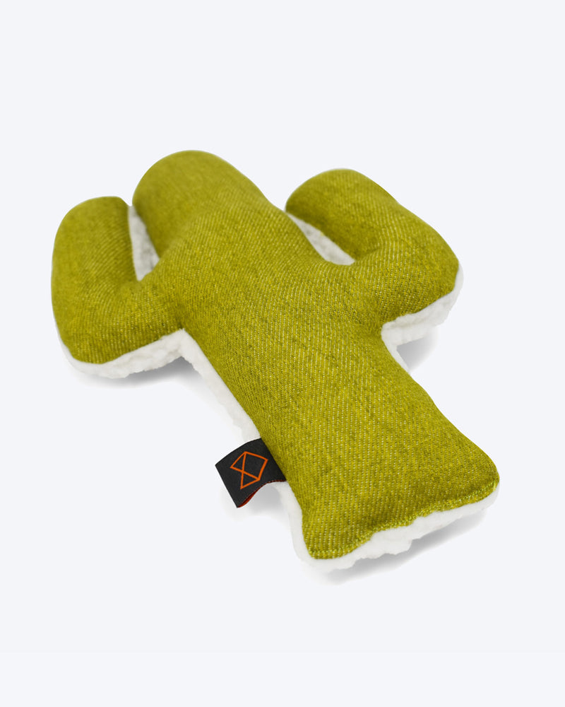 Plush Cactus shaped dog toy filled with organic mint and crinkle.
