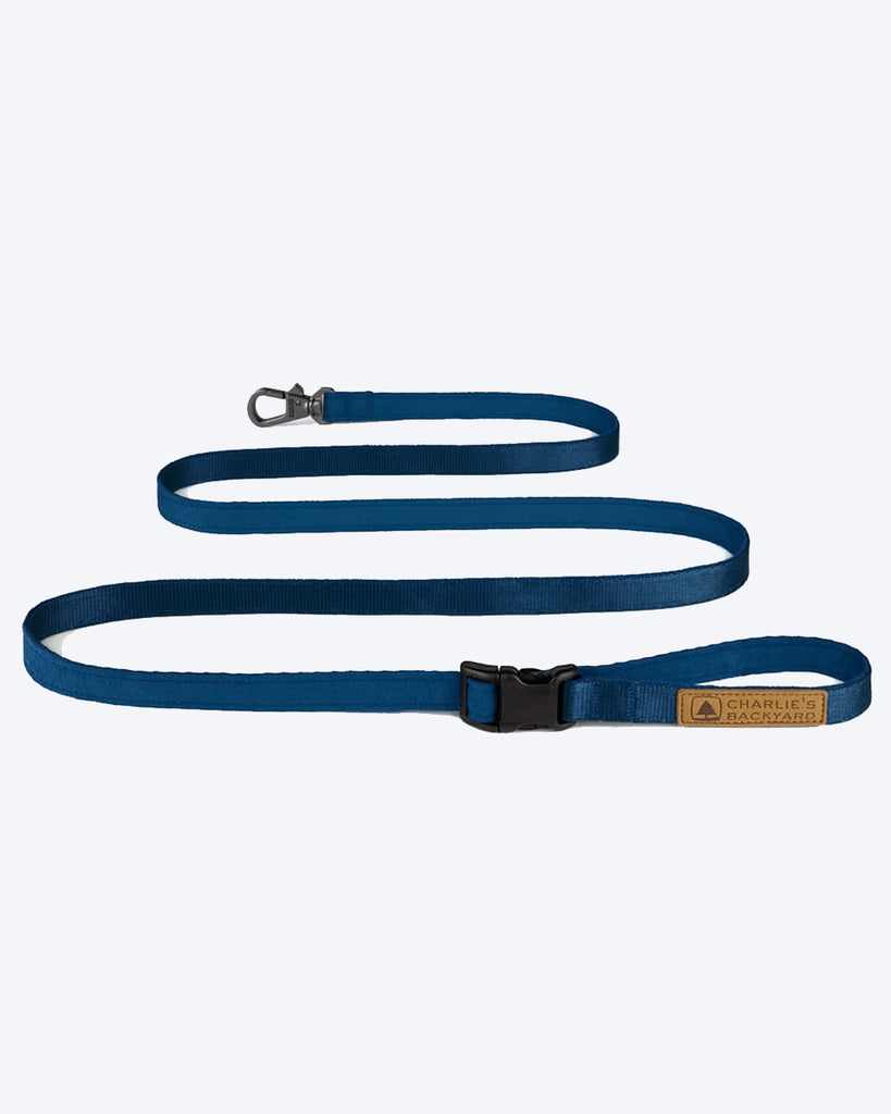 NAVY EASY DOG LEASH BY CHARLIES BACKYARD. ADJUSTABLE 