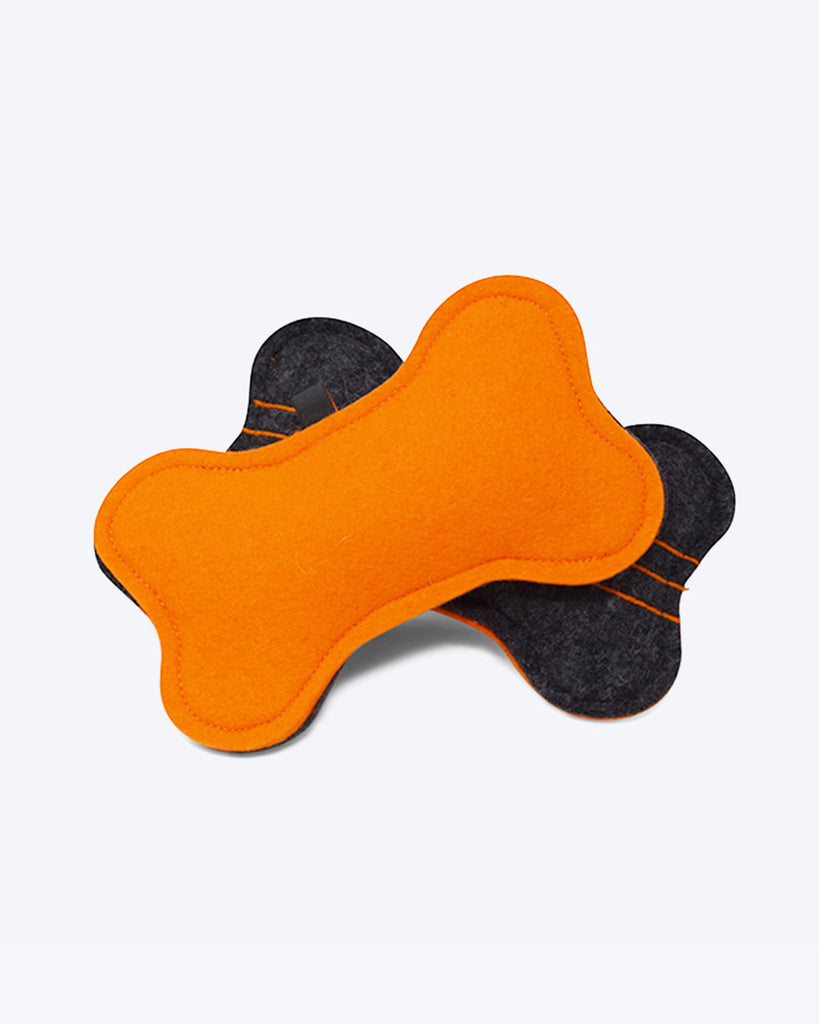 ORANGE CAT TOY BONE FILLED WITH CATNIP WOOL DURABLE