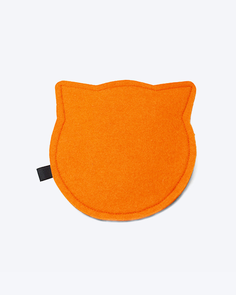 Wool felt cat toy filled with organic catnip. Orange and Charcoal.