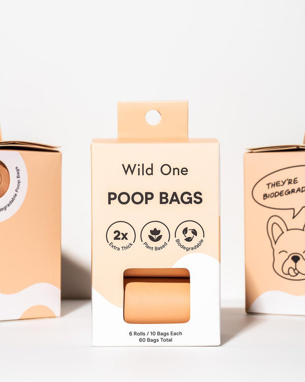 WILD ONE POOP BAGS. PLANT BASED AND BIODEGRADABLE