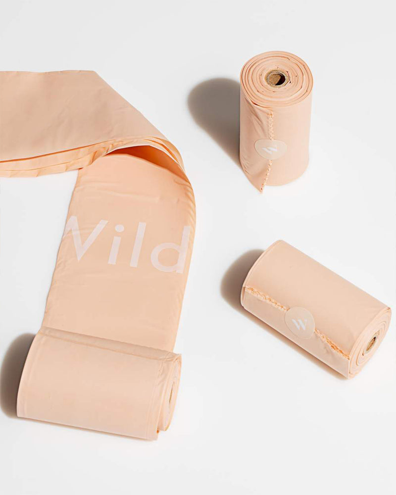 WILD ONE POOP BAGS. PLANT BASED AND BIODEGRADABLE