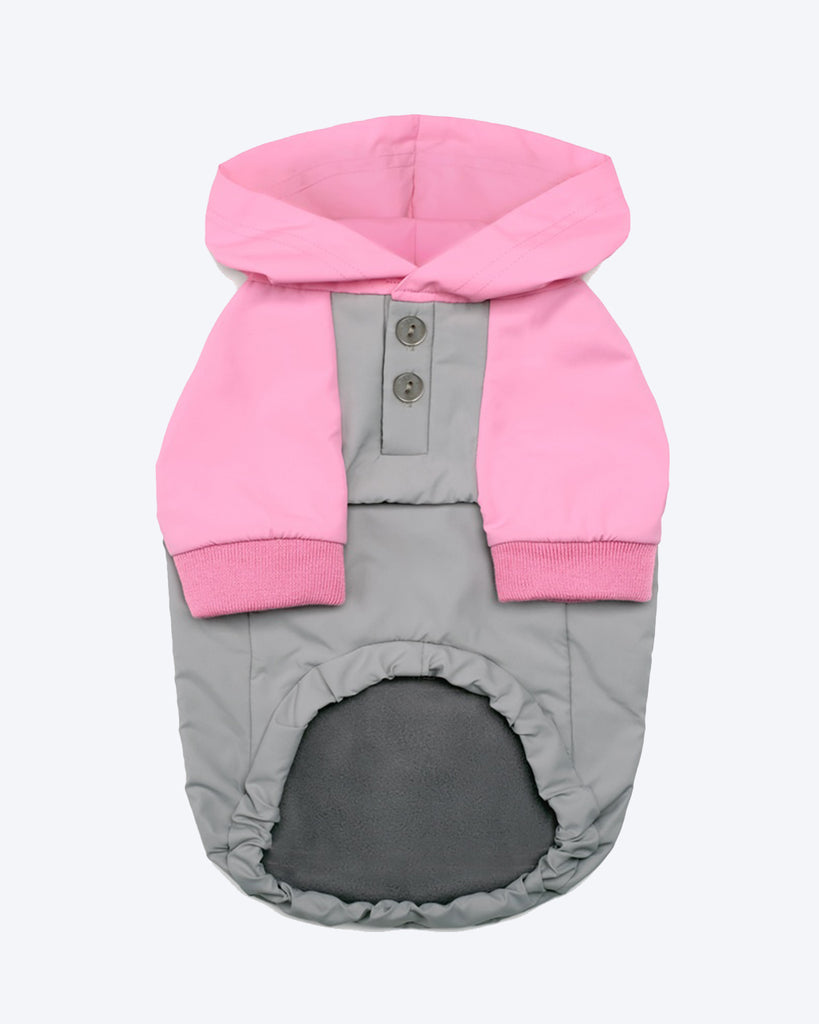CHARLIE'S BACKYARD WINDBREAKER BUILT IN POOP BAG HOLDER PINK AND GREY