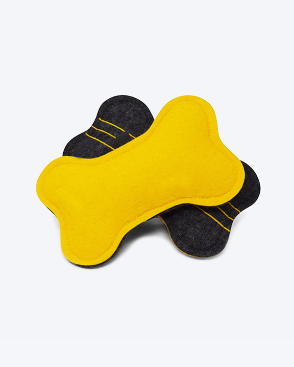 YELLOW CAT TOY BONE FILLED WITH CATNIP WOOL DURABLE