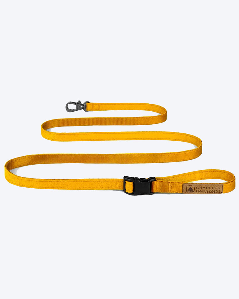 YELLOW/MUSTARD EASY DOG LEASH BY CHARLIES BACKYARD. ADJUSTABLE 