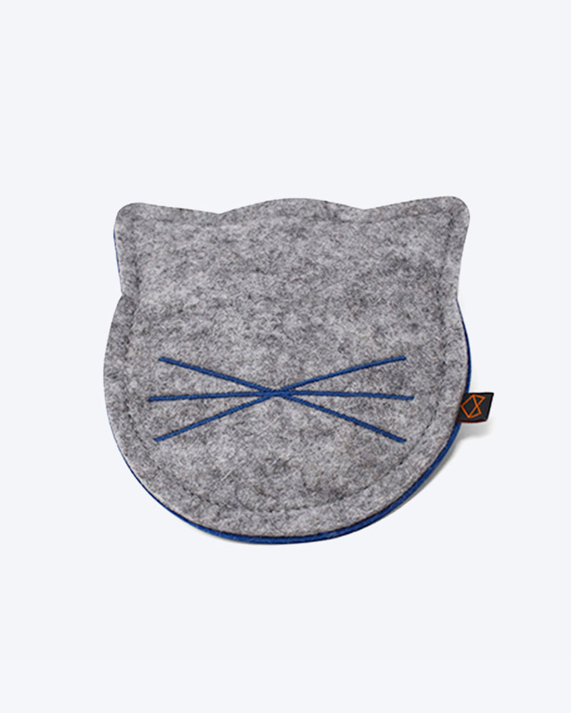 Wool felt cat toy filled with organic catnip. Blue and Grey.