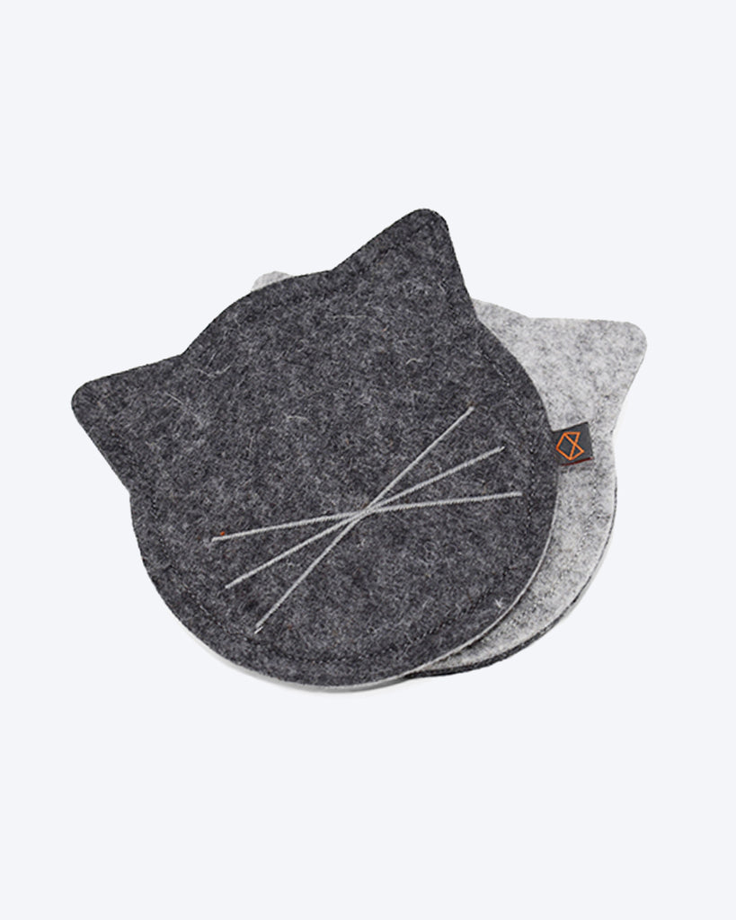 Wool felt cat toy filled with organic catnip. Charcoal and Grey.