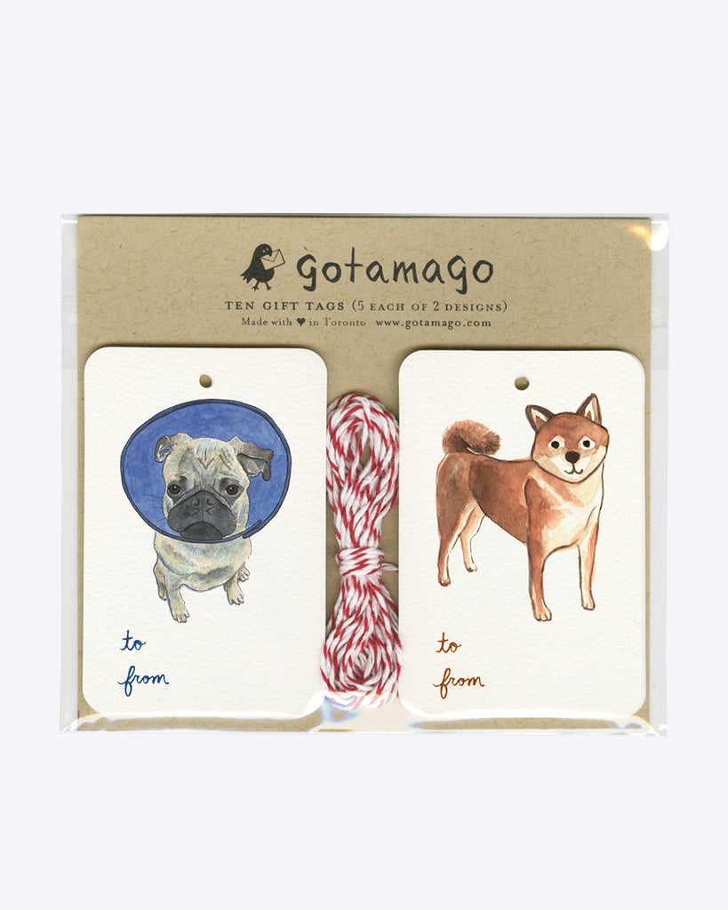 GIFT TAGS HOLIDAY PUG SHIBA INU GOTAMAGO