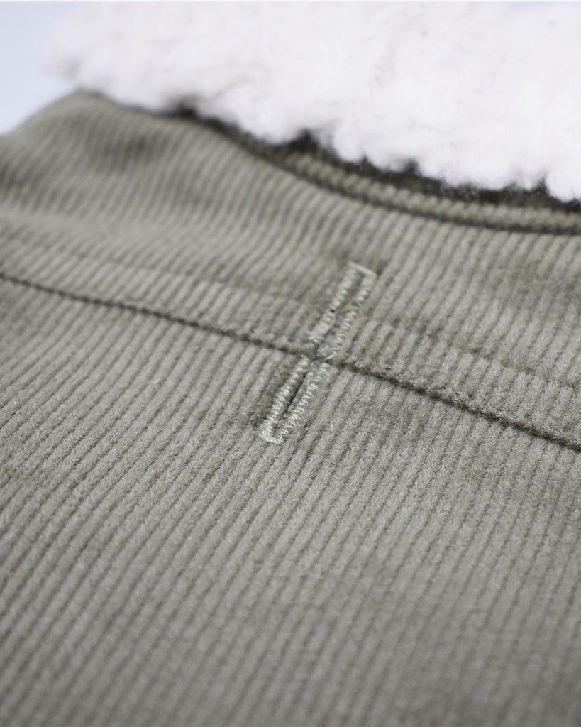 DOG COAT CORDUROY AND SHERPA. OLIVE.