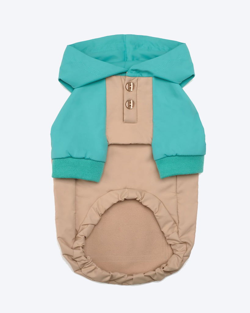 CHARLIE'S BACKYARD WINDBREAKER BUILT IN POOP BAG HOLDER BLUE AND TAN